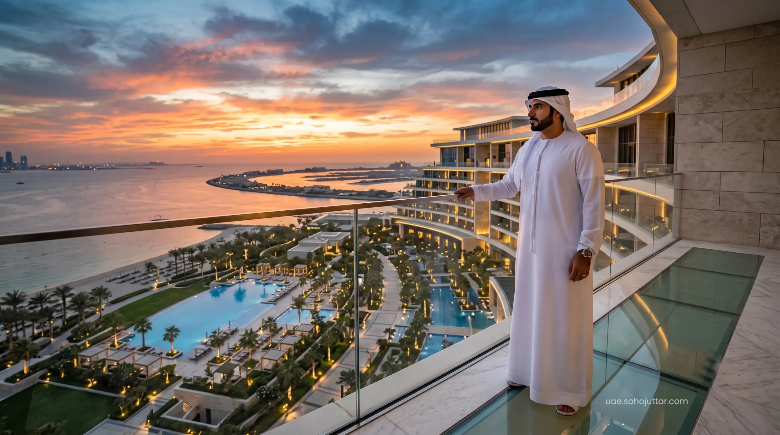 High-profile resident relaxing on an upgraded suite terrace after optimizing their final travel bill.