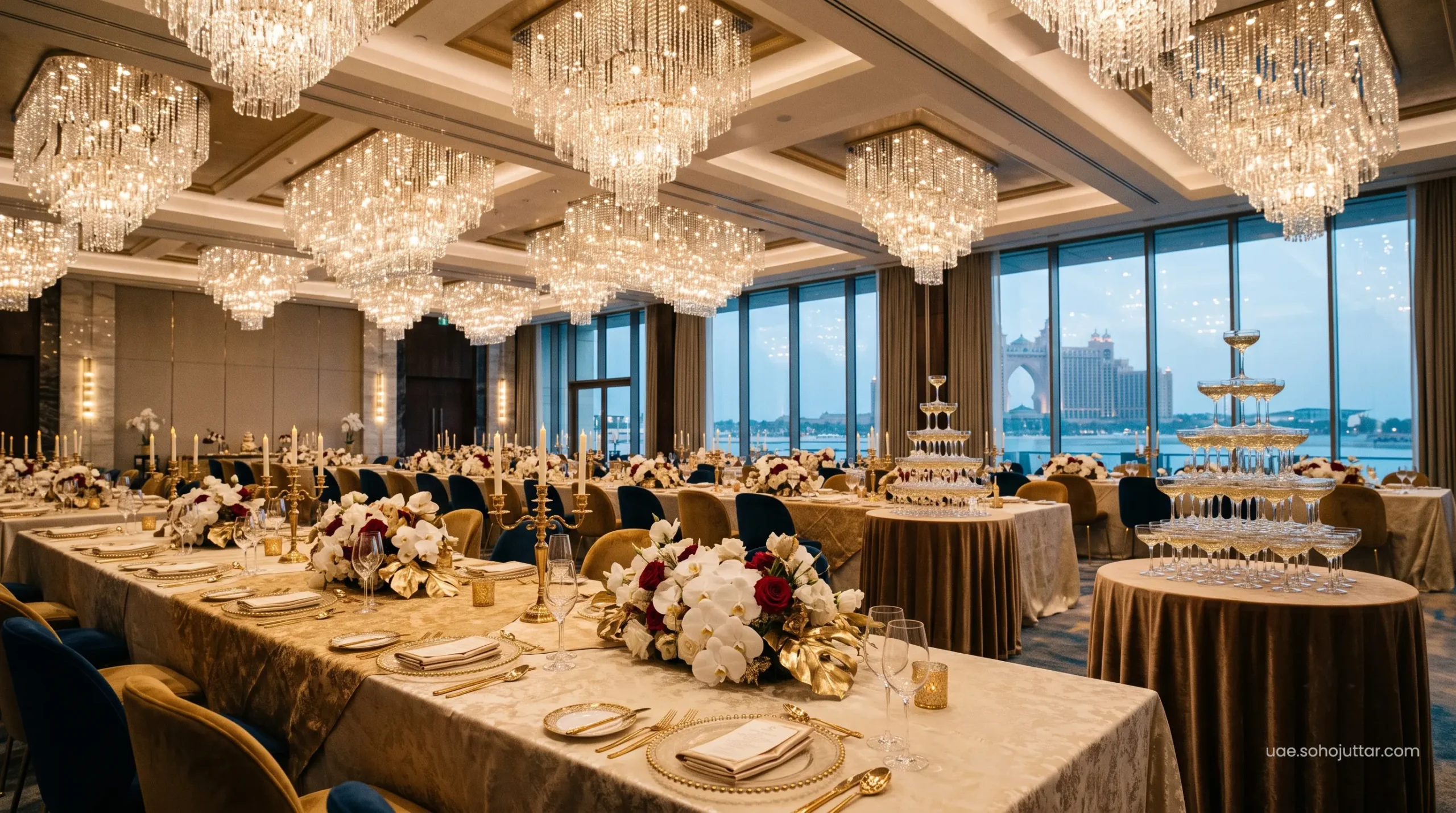 The opulent setup for the mandatory New Year's Eve Gala Dinner at Atlantis The Royal.