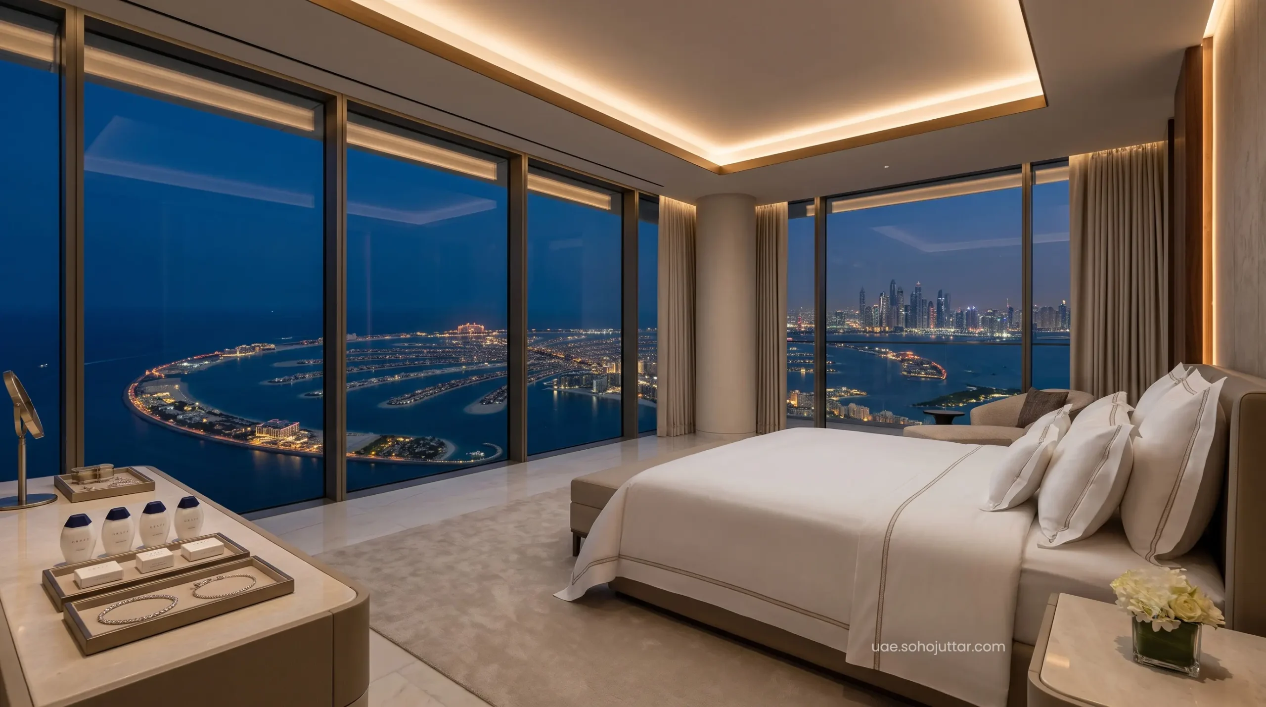 The ultra-exclusive master bedroom of the Royal Mansion at Atlantis The Royal.