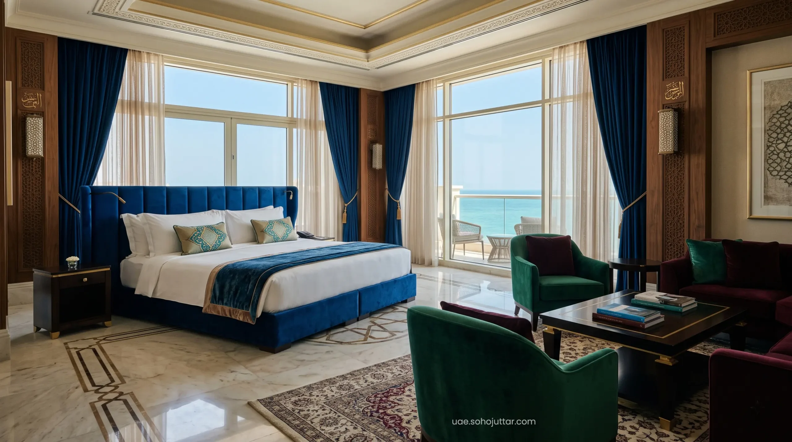 An expansive, climate-controlled ultra-luxury suite in Abu Dhabi secured via Expedia VIP Access.